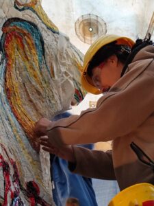 Dettagli in corso d'opera del mosaico