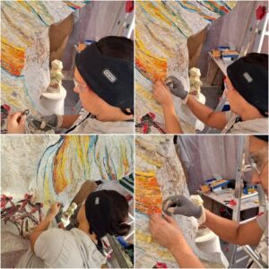 Dettagli in corso d'opera del mosaico